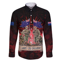 Australia And New Zealand ANZAC Day Family Matching Short Sleeve Bodycon Dress and Hawaiian Shirt Soldiers Lest We Forget LT05 Dad's Shirt - Long Sleeve Red - Polynesian Pride