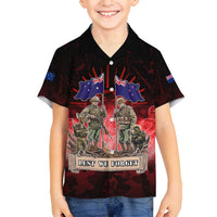 Australia And New Zealand ANZAC Day Family Matching Summer Maxi Dress and Hawaiian Shirt Soldiers Lest We Forget LT05 Son's Shirt Red - Polynesian Pride