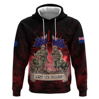 Australia And New Zealand ANZAC Day Hoodie Soldiers Lest We Forget LT05 Pullover Hoodie Red - Polynesian Pride