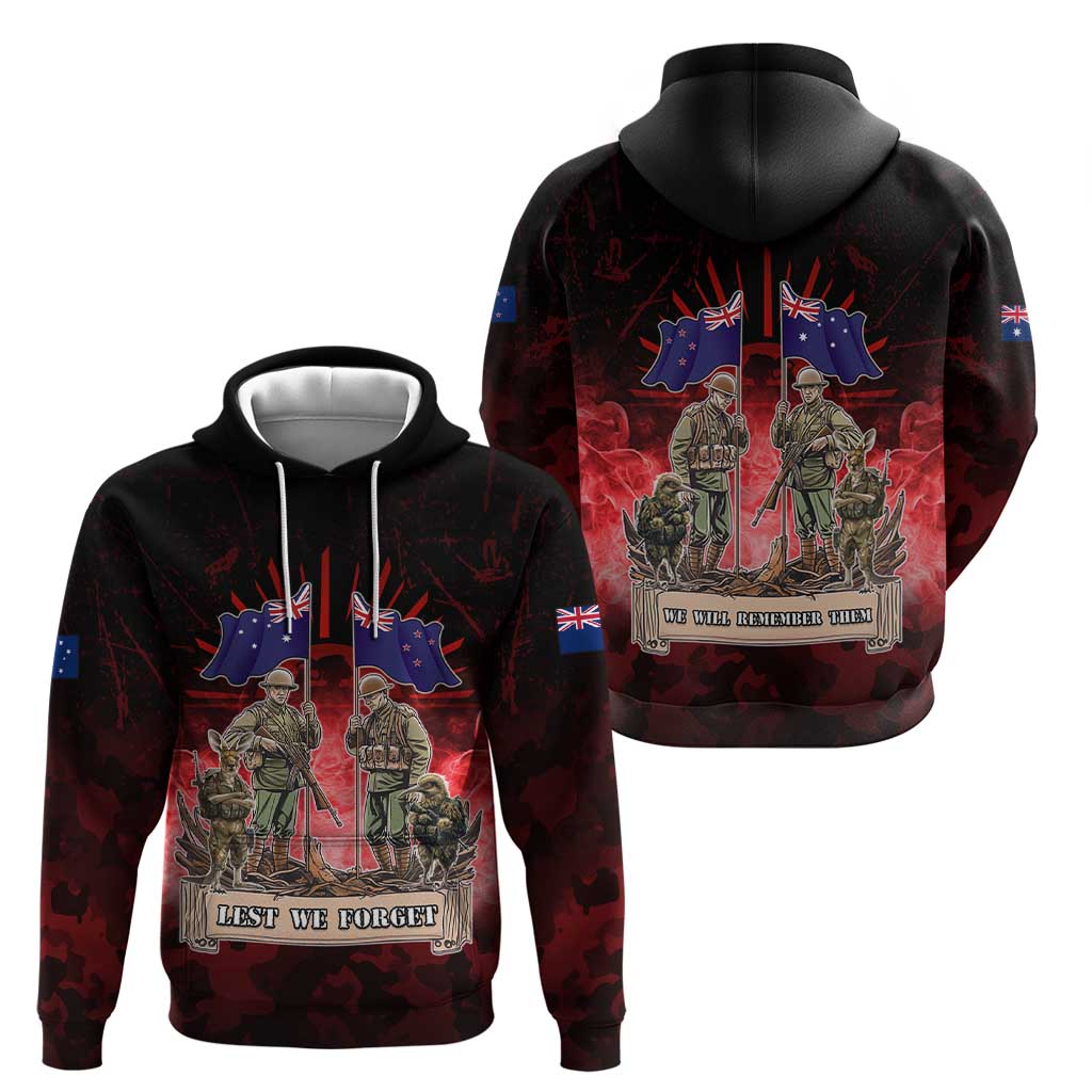 Australia And New Zealand ANZAC Day Hoodie Soldiers Lest We Forget LT05 - Polynesian Pride