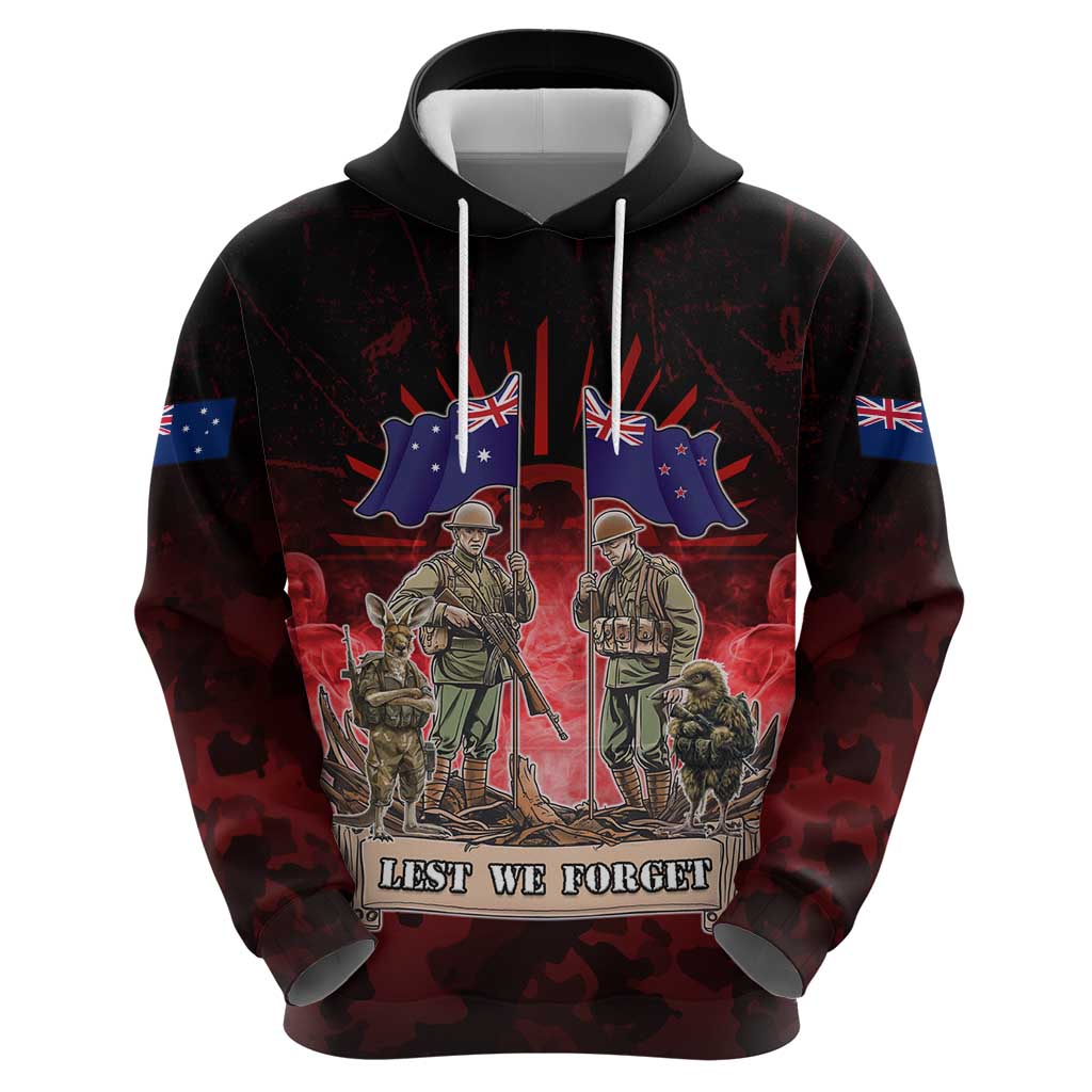 Australia And New Zealand ANZAC Day Hoodie Soldiers Lest We Forget LT05 - Polynesian Pride