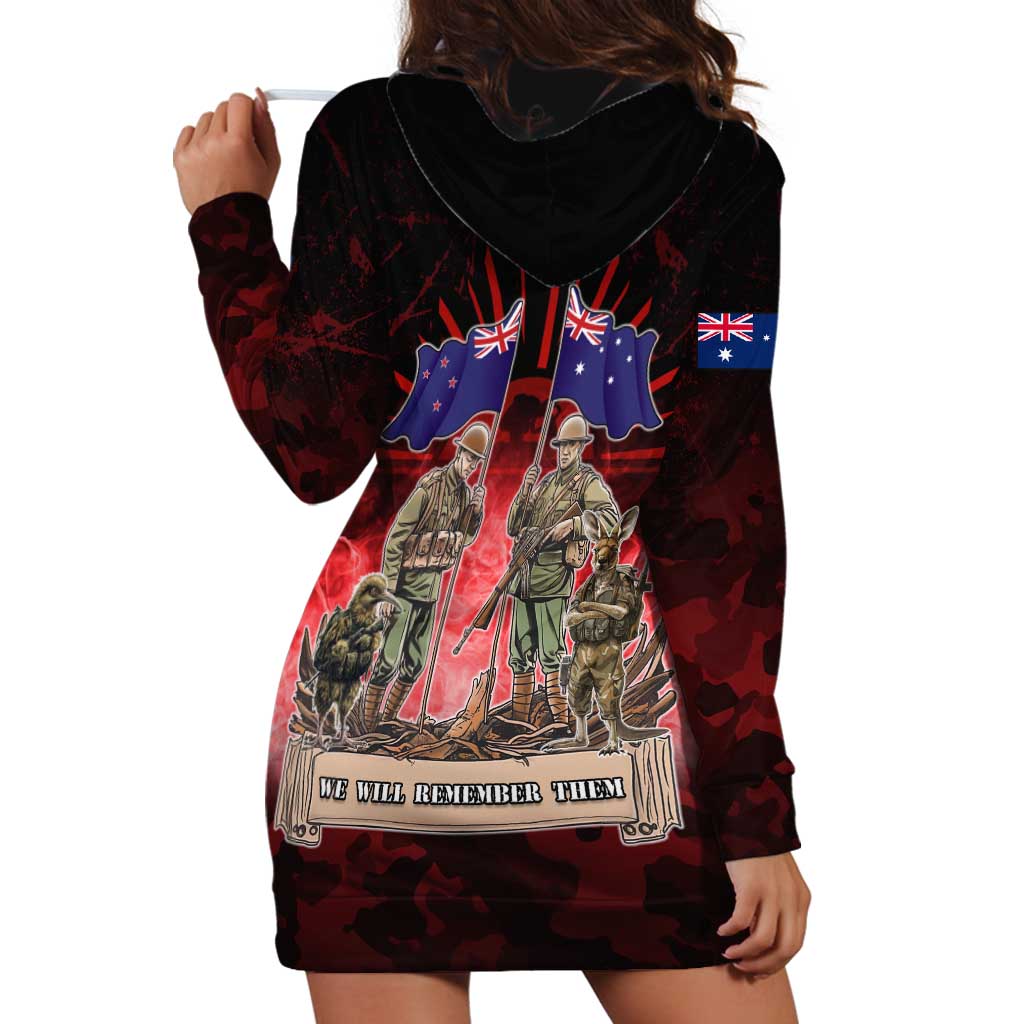 Australia And New Zealand ANZAC Day Hoodie Dress Soldiers Lest We Forget LT05 - Polynesian Pride