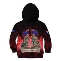 Australia And New Zealand ANZAC Day Kid Hoodie Soldiers Lest We Forget LT05 - Polynesian Pride