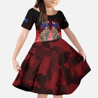 Australia And New Zealand ANZAC Day Kid Short Sleeve Dress Soldiers Lest We Forget LT05 KID Red - Polynesian Pride