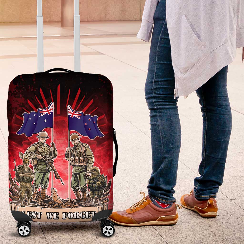 Australia And New Zealand ANZAC Day Luggage Cover Soldiers Lest We Forget LT05 Red - Polynesian Pride
