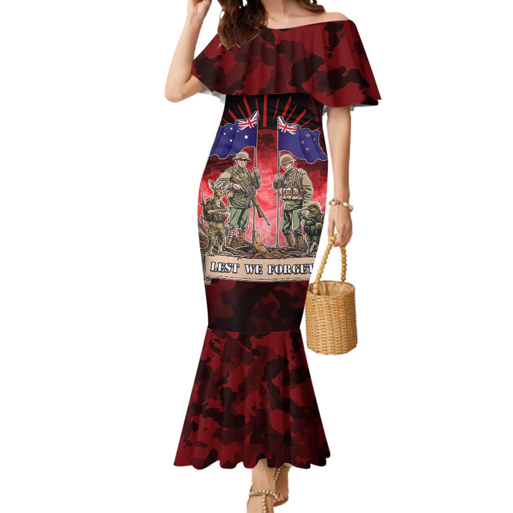 Australia And New Zealand ANZAC Day Mermaid Dress Soldiers Lest We Forget