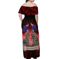 Australia And New Zealand ANZAC Day Off Shoulder Maxi Dress Soldiers Lest We Forget LT05 - Polynesian Pride