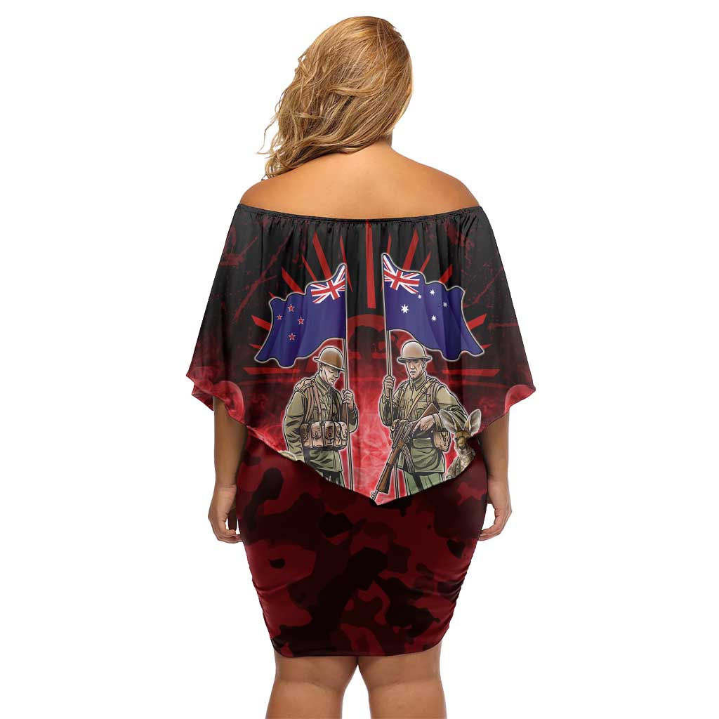 Australia And New Zealand ANZAC Day Off Shoulder Short Dress Soldiers Lest We Forget LT05 - Polynesian Pride
