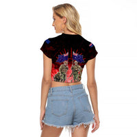 Australia And New Zealand ANZAC Day Raglan Cropped T Shirt Soldiers Lest We Forget LT05 - Polynesian Pride