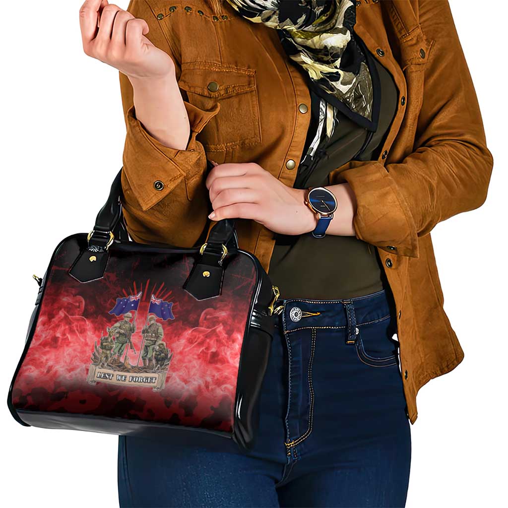 Australia And New Zealand ANZAC Day Shoulder Handbag Soldiers Lest We Forget
