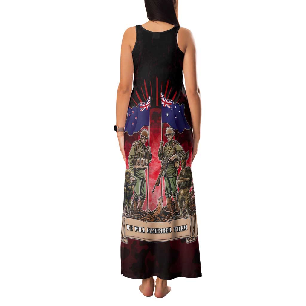 Australia And New Zealand ANZAC Day Tank Maxi Dress Soldiers Lest We Forget LT05 - Polynesian Pride