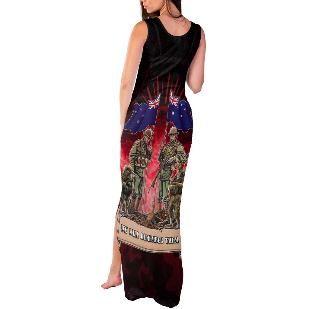 Australia And New Zealand ANZAC Day Tank Maxi Dress Soldiers Lest We Forget LT05 - Polynesian Pride
