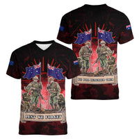 Australia And New Zealand ANZAC Day Women V-Neck T-Shirt Soldiers Lest We Forget LT05 - Polynesian Pride