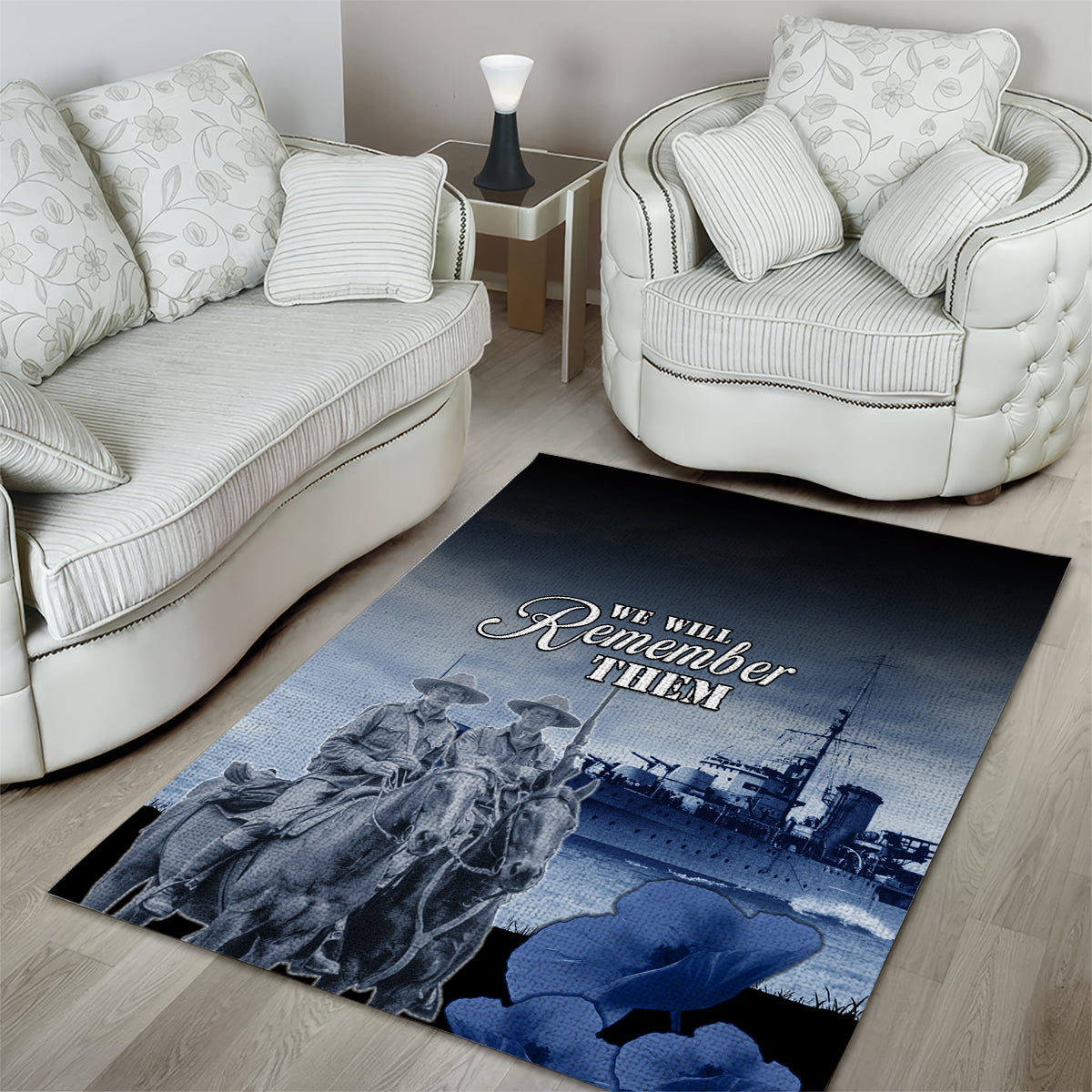 New Zealand ANZAC Day Area Rug HMNZS Achilles We Will Remember Them LT05 - Polynesian Pride