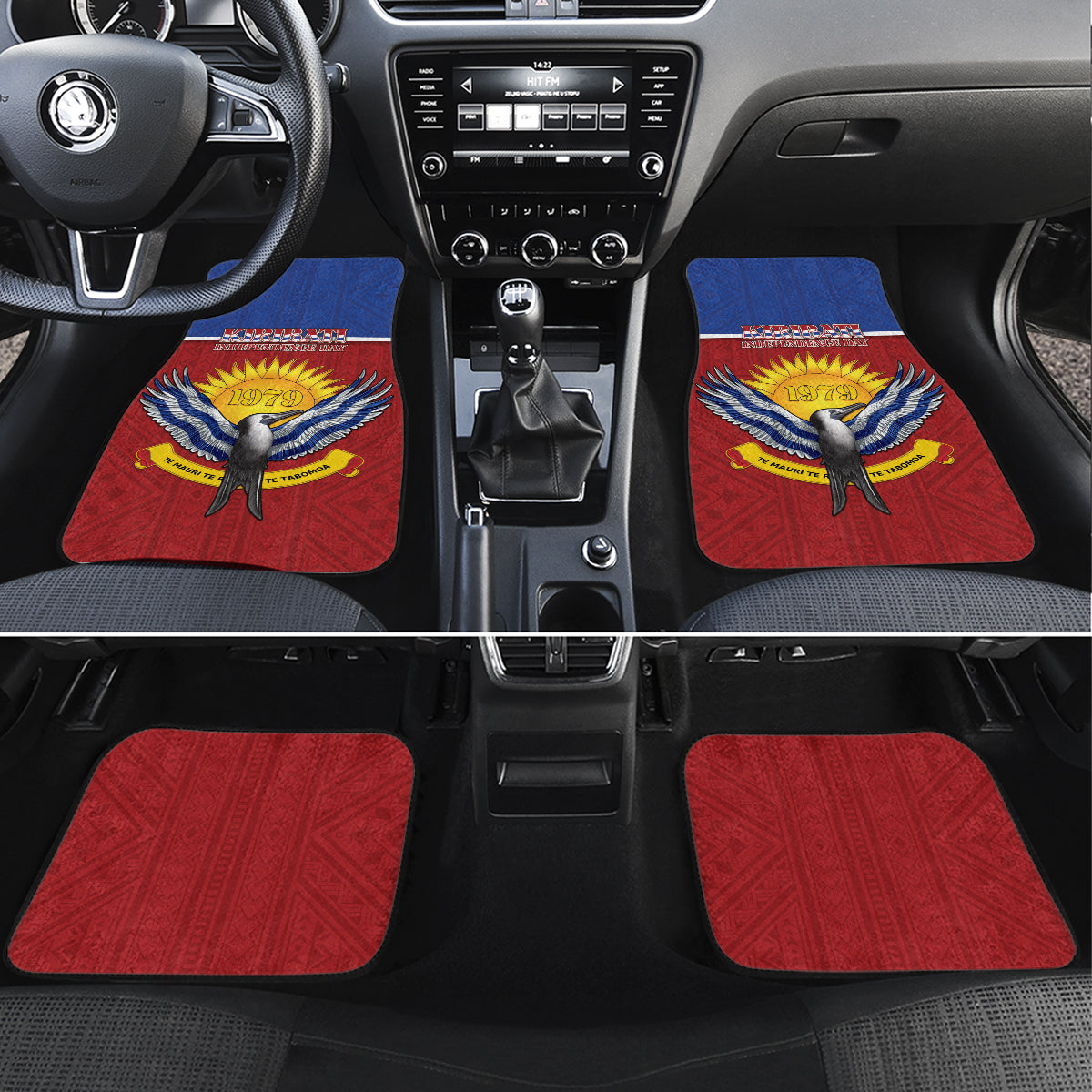 Kiribati 45th Independence Day Car Mats Lesser Frigatebird Tribal Pattern LT05 Set 4pcs Red - Polynesian Pride