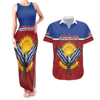 Kiribati 45th Independence Day Couples Matching Tank Maxi Dress and Hawaiian Shirt Lesser Frigatebird Tribal Pattern LT05 Red - Polynesian Pride