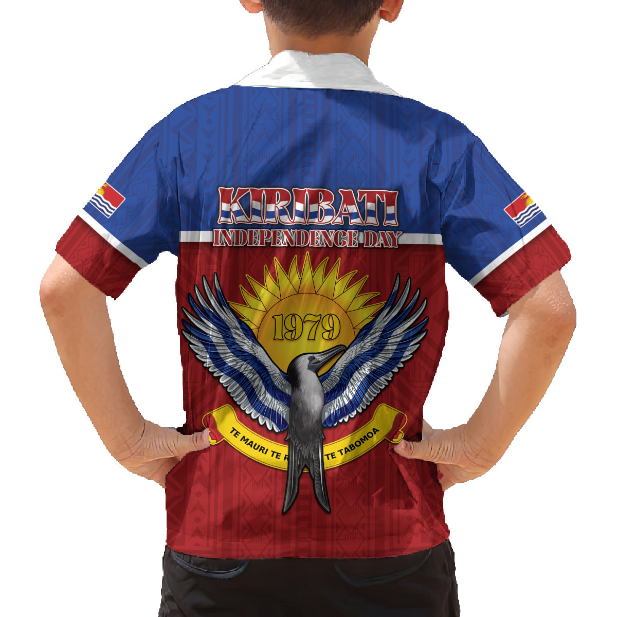 Kiribati 45th Independence Day Family Matching Long Sleeve Bodycon Dress and Hawaiian Shirt Lesser Frigatebird Tribal Pattern LT05 - Polynesian Pride