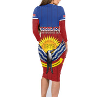 Kiribati 45th Independence Day Family Matching Long Sleeve Bodycon Dress and Hawaiian Shirt Lesser Frigatebird Tribal Pattern LT05 - Polynesian Pride