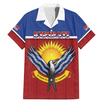 Kiribati 45th Independence Day Family Matching Mermaid Dress and Hawaiian Shirt Lesser Frigatebird Tribal Pattern LT05 Dad's Shirt - Short Sleeve Red - Polynesian Pride