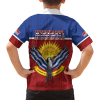 Kiribati 45th Independence Day Family Matching Off Shoulder Short Dress and Hawaiian Shirt Lesser Frigatebird Tribal Pattern LT05 - Polynesian Pride