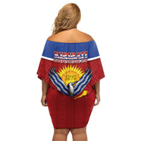 Kiribati 45th Independence Day Family Matching Off Shoulder Short Dress and Hawaiian Shirt Lesser Frigatebird Tribal Pattern LT05 - Polynesian Pride