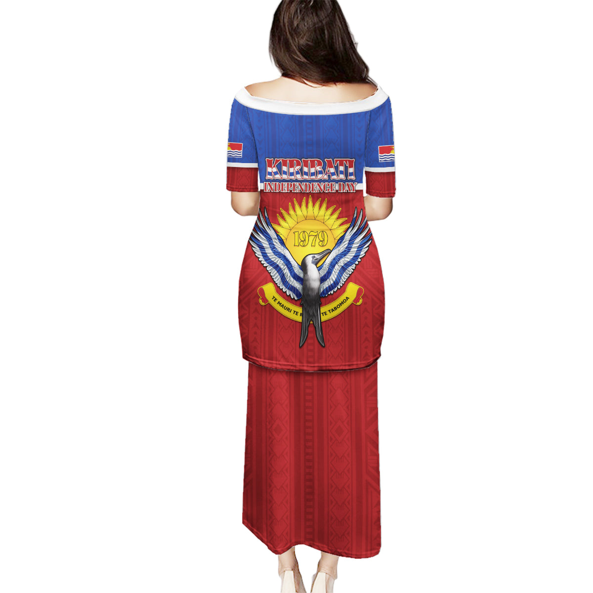Kiribati 45th Independence Day Family Matching Puletasi and Hawaiian Shirt Lesser Frigatebird Tribal Pattern LT05 - Polynesian Pride