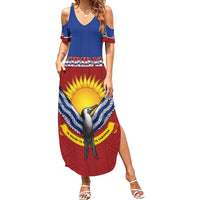 Kiribati 45th Independence Day Family Matching Summer Maxi Dress and Hawaiian Shirt Lesser Frigatebird Tribal Pattern LT05 Mom's Dress Red - Polynesian Pride