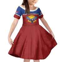 Kiribati 45th Independence Day Family Matching Tank Maxi Dress and Hawaiian Shirt Lesser Frigatebird Tribal Pattern LT05 Daughter's Dress Red - Polynesian Pride