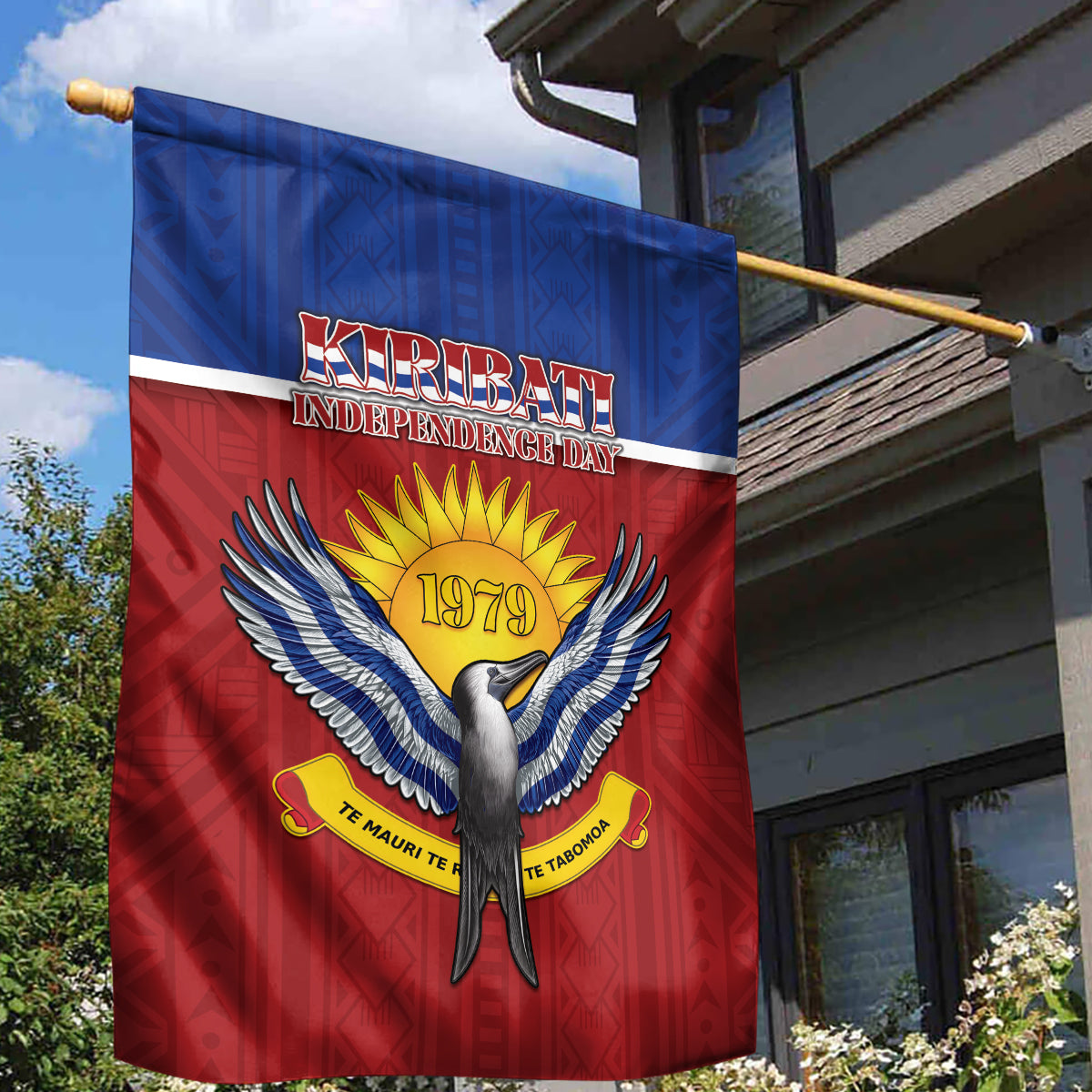 Kiribati 45th Independence Day Garden Flag Lesser Frigatebird Tribal Pattern LT05 - Polynesian Pride