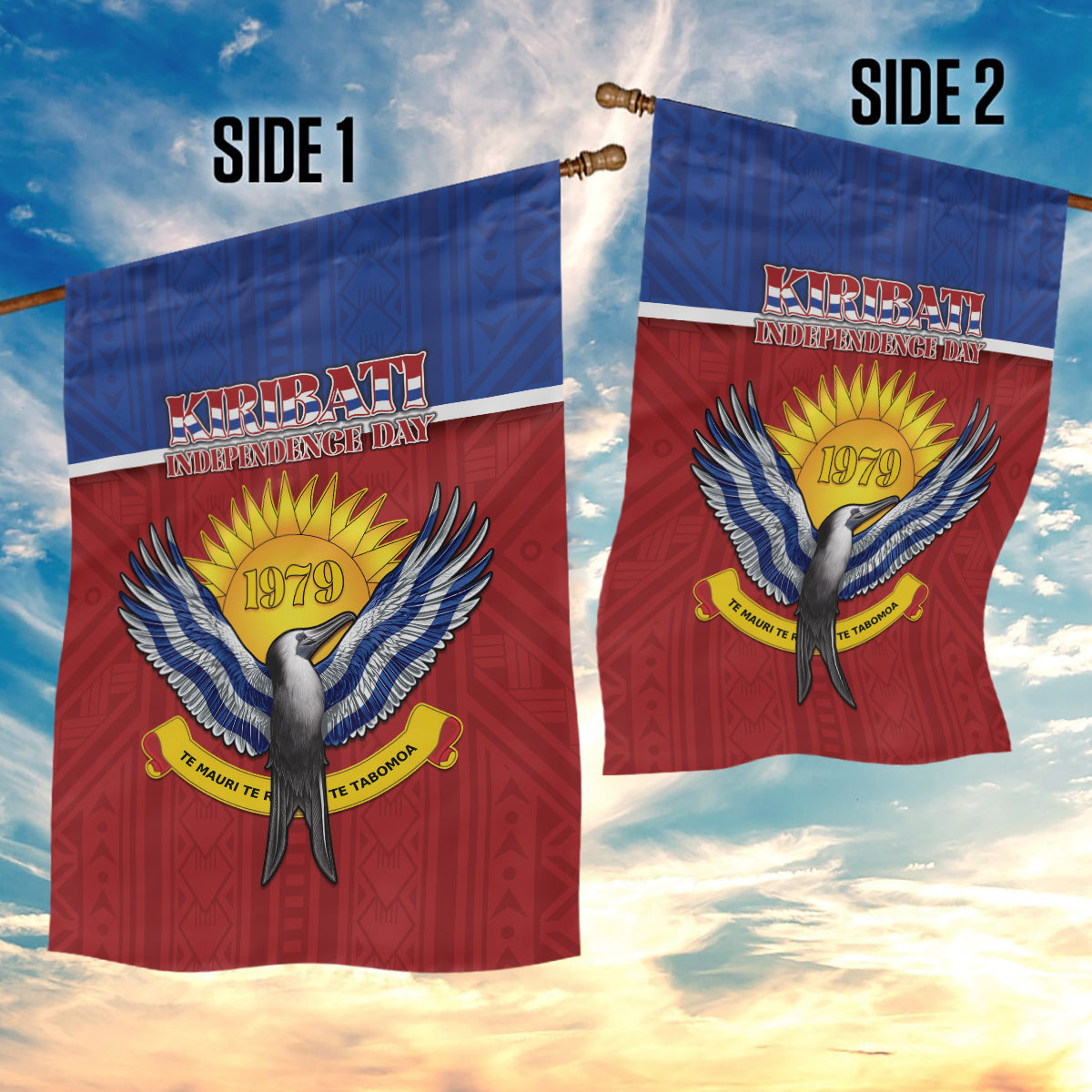 Kiribati 45th Independence Day Garden Flag Lesser Frigatebird Tribal Pattern LT05 - Polynesian Pride