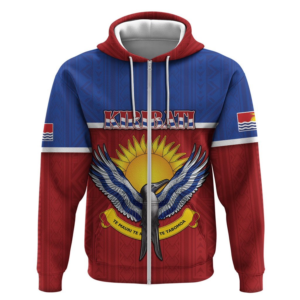 Kiribati 45th Independence Day Hoodie Lesser Frigatebird Tribal Pattern LT05 Zip Hoodie Red - Polynesian Pride