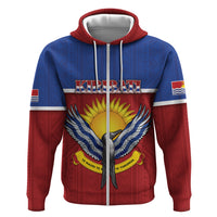 Kiribati 45th Independence Day Hoodie Lesser Frigatebird Tribal Pattern LT05 Zip Hoodie Red - Polynesian Pride