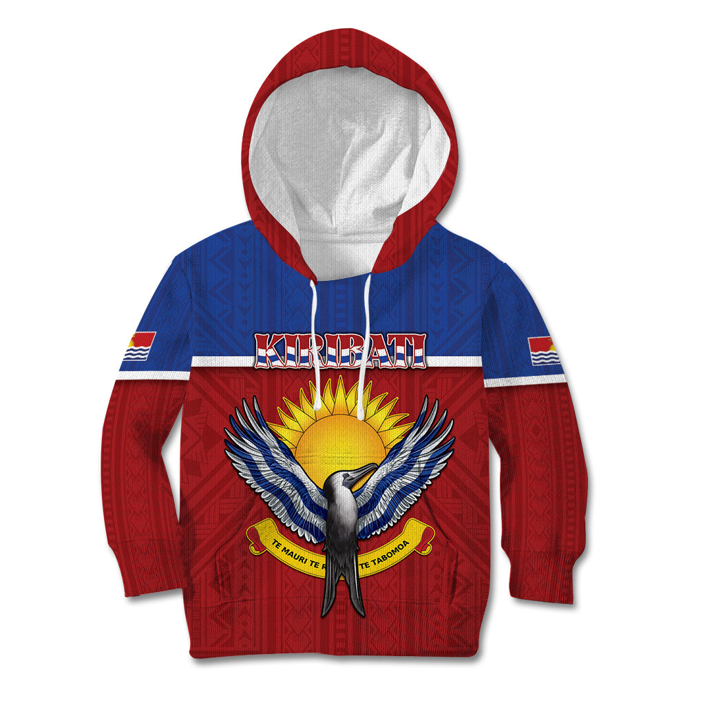 Kiribati 45th Independence Day Kid Hoodie Lesser Frigatebird Tribal Pattern LT05 Hoodie Red - Polynesian Pride