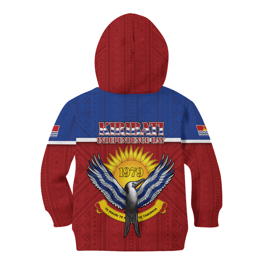 Kiribati 45th Independence Day Kid Hoodie Lesser Frigatebird Tribal Pattern LT05 - Polynesian Pride