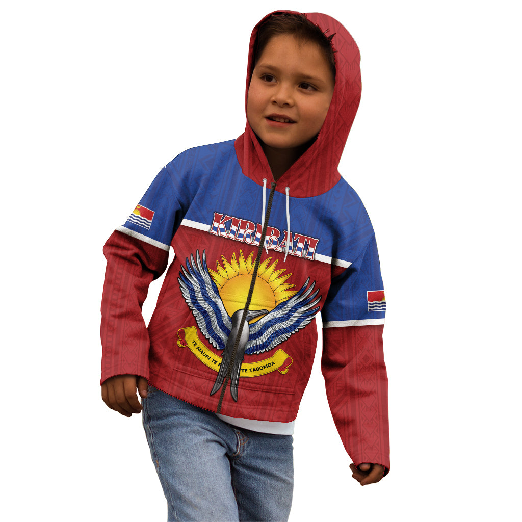 Kiribati 45th Independence Day Kid Hoodie Lesser Frigatebird Tribal Pattern LT05 - Polynesian Pride