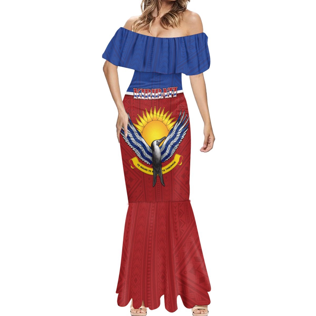 Kiribati 45th Independence Day Mermaid Dress Lesser Frigatebird Tribal Pattern LT05 - Polynesian Pride
