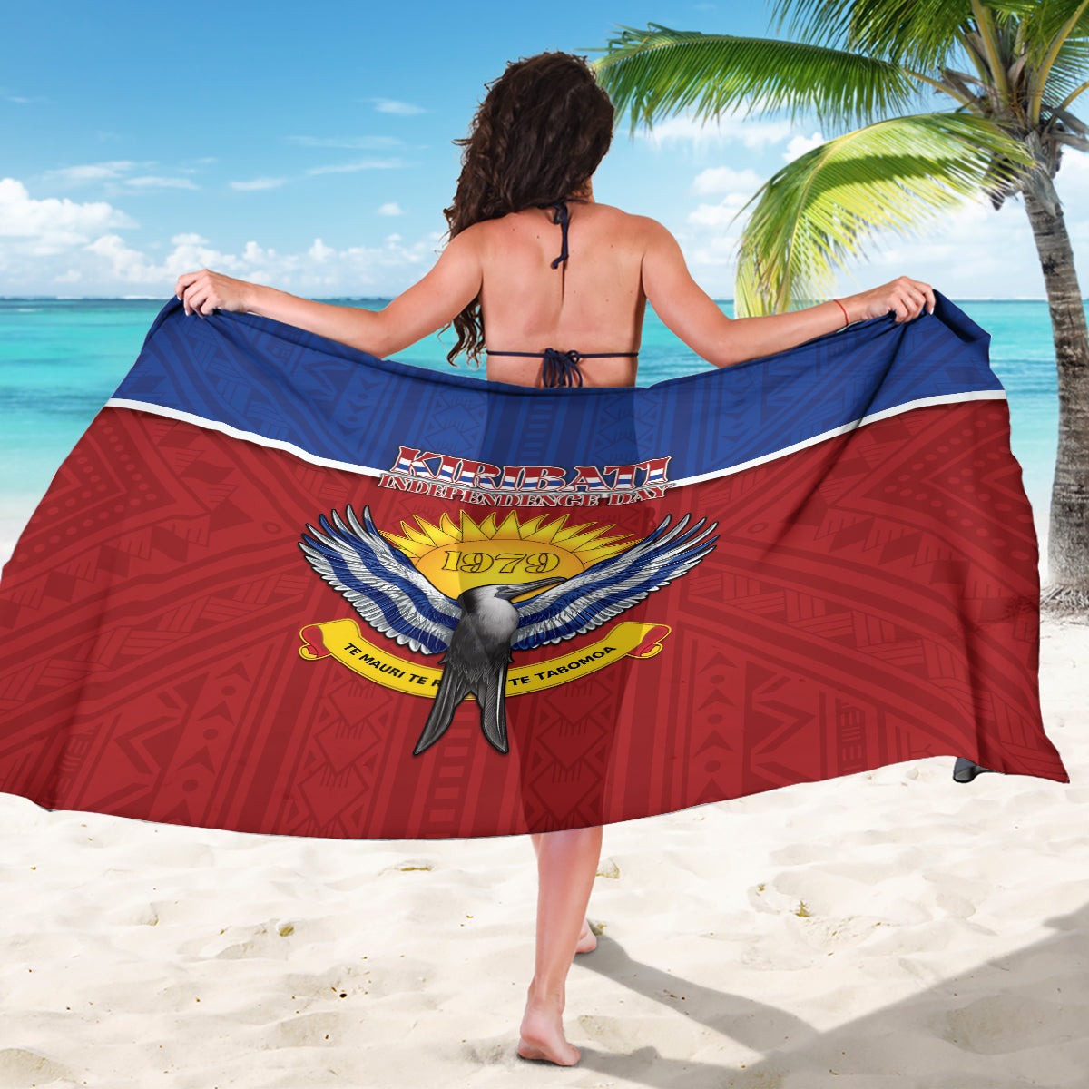 Kiribati 45th Independence Day Sarong Lesser Frigatebird Tribal Pattern