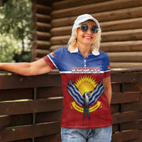 Kiribati 45th Independence Day Women Polo Shirt Lesser Frigatebird Tribal Pattern