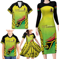 Vanuatu 45th Independence Family Matching Long Sleeve Bodycon Dress and Hawaiian Shirt Special Style LT05 - Polynesian Pride