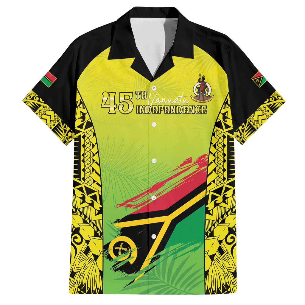 Vanuatu 45th Independence Family Matching Long Sleeve Bodycon Dress and Hawaiian Shirt Special Style LT05 Dad's Shirt - Short Sleeve Yellow - Polynesian Pride