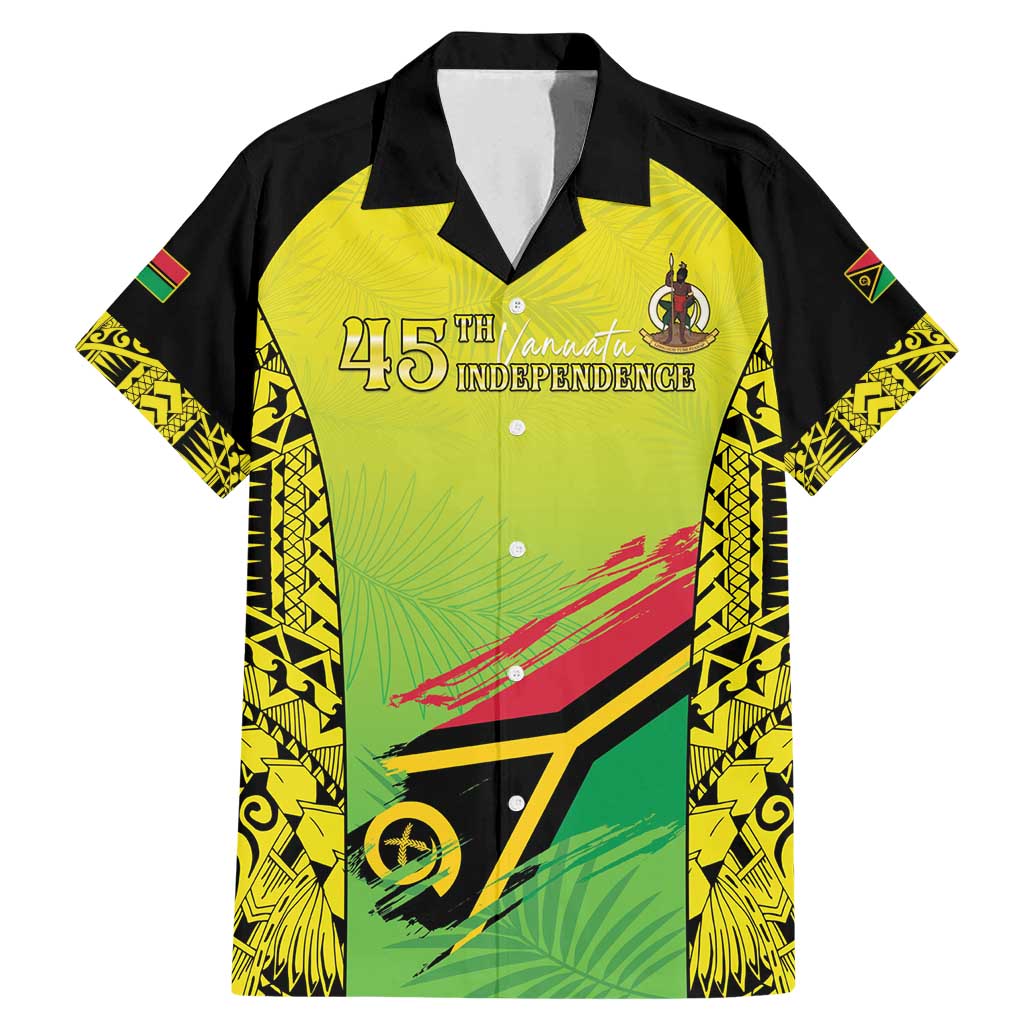 Vanuatu 45th Independence Family Matching Mermaid Dress and Hawaiian Shirt Special Style LT05 Dad's Shirt - Short Sleeve Yellow - Polynesian Pride