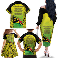 Vanuatu 45th Independence Family Matching Off The Shoulder Long Sleeve Dress and Hawaiian Shirt Special Style LT05 - Polynesian Pride
