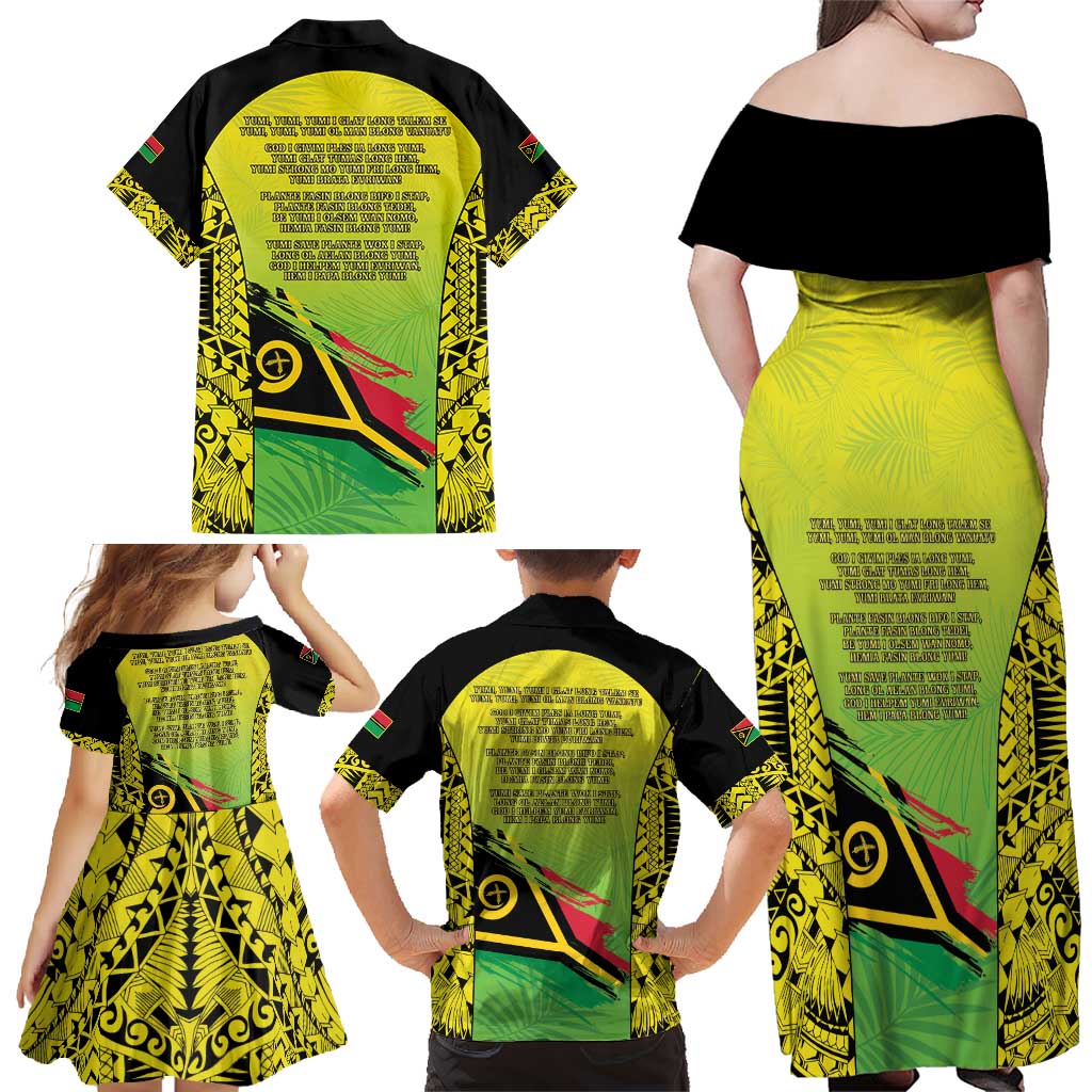 Vanuatu 45th Independence Family Matching Off Shoulder Maxi Dress and Hawaiian Shirt Special Style LT05 - Polynesian Pride