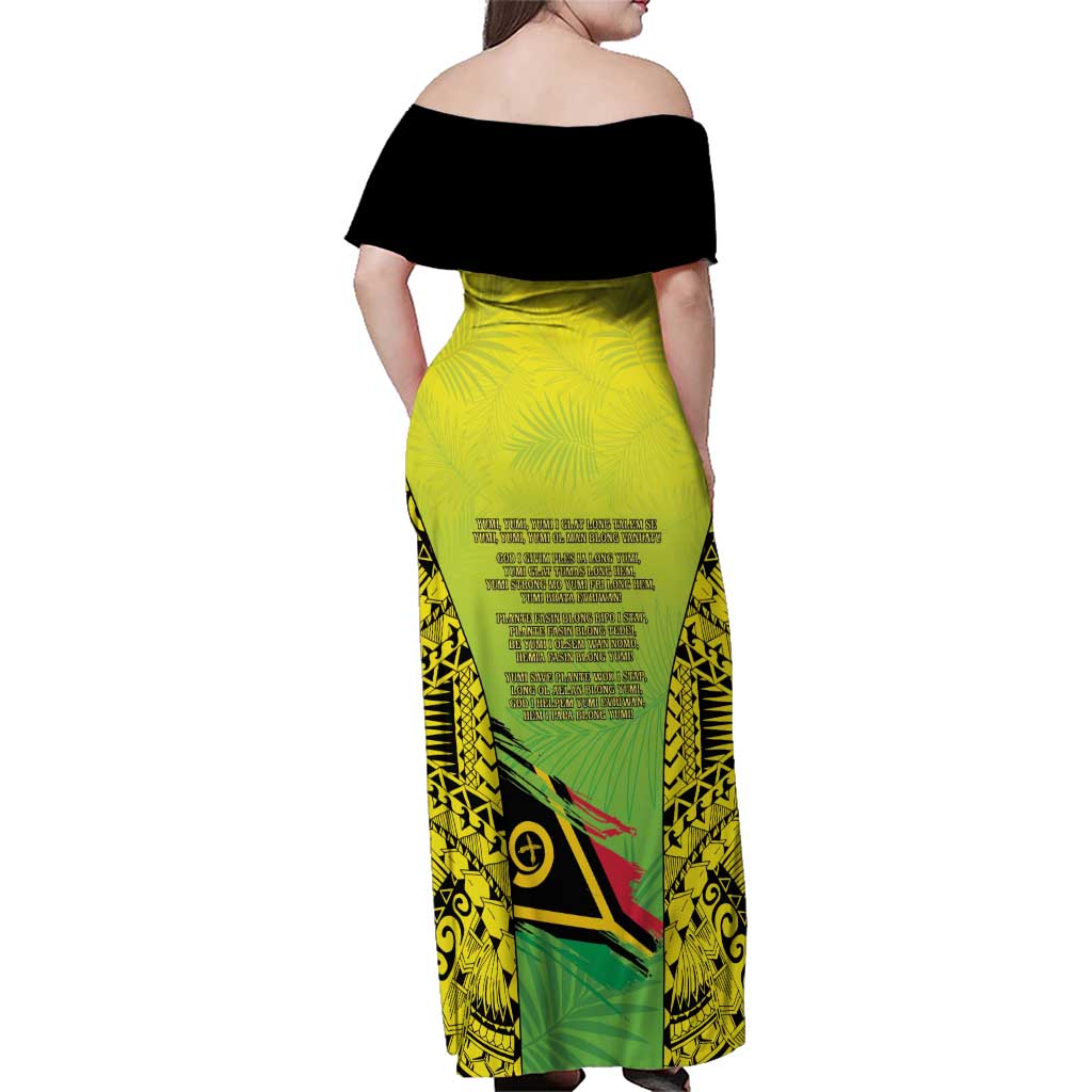 Vanuatu 45th Independence Family Matching Off Shoulder Maxi Dress and Hawaiian Shirt Special Style LT05 - Polynesian Pride