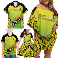 Vanuatu 45th Independence Family Matching Off Shoulder Short Dress and Hawaiian Shirt Special Style LT05 - Polynesian Pride