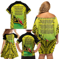 Vanuatu 45th Independence Family Matching Off Shoulder Short Dress and Hawaiian Shirt Special Style LT05 - Polynesian Pride