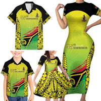Vanuatu 45th Independence Family Matching Short Sleeve Bodycon Dress and Hawaiian Shirt Special Style LT05 - Polynesian Pride