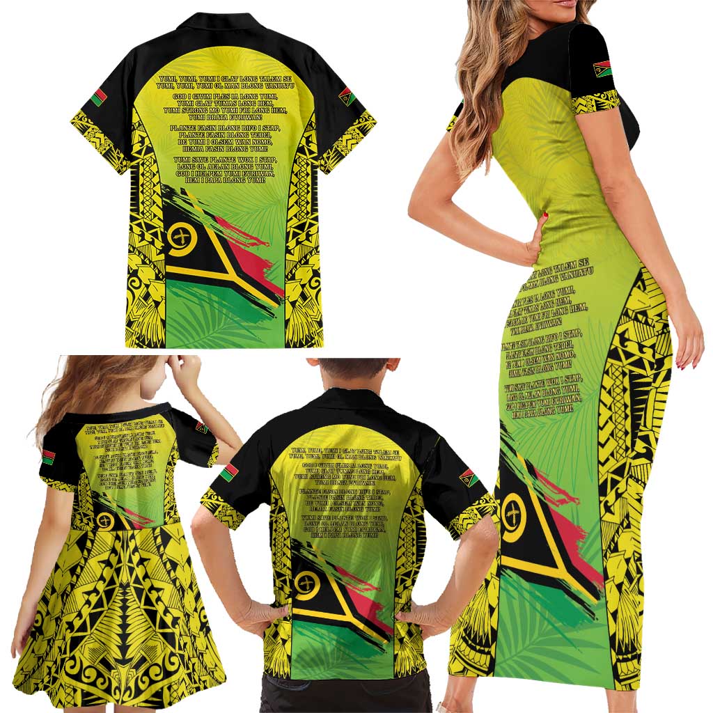 Vanuatu 45th Independence Family Matching Short Sleeve Bodycon Dress and Hawaiian Shirt Special Style LT05 - Polynesian Pride
