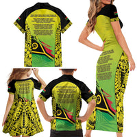Vanuatu 45th Independence Family Matching Short Sleeve Bodycon Dress and Hawaiian Shirt Special Style LT05 - Polynesian Pride