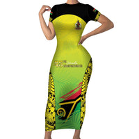 Vanuatu 45th Independence Family Matching Short Sleeve Bodycon Dress and Hawaiian Shirt Special Style LT05 Mom's Dress Yellow - Polynesian Pride